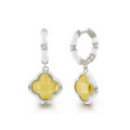 Lauren G. Adams Prince Charming Clover Huggie Earrings (Silver & Topaz Yellow)